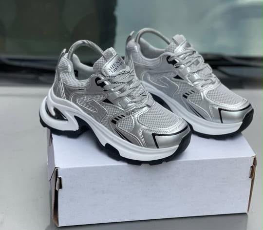 Heliot Emil silver & black chunky sneakers