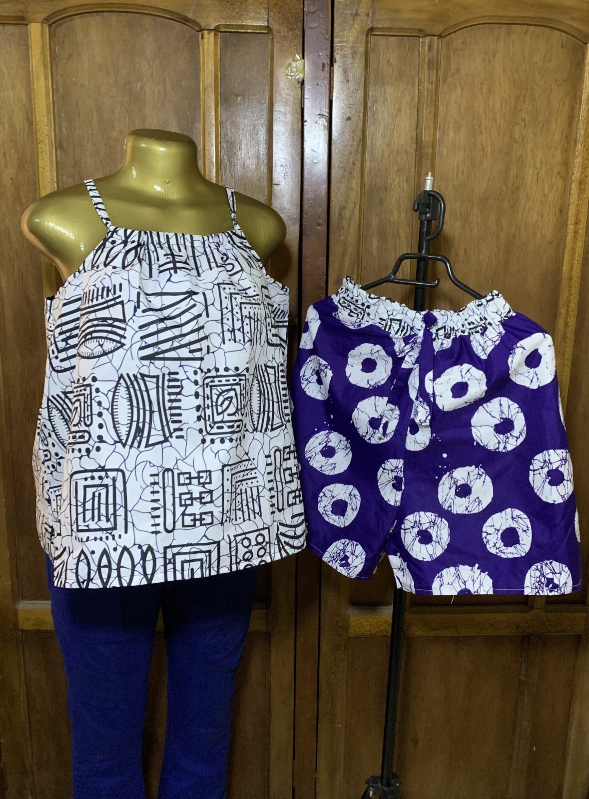 Ankara Two piece (white and purple)