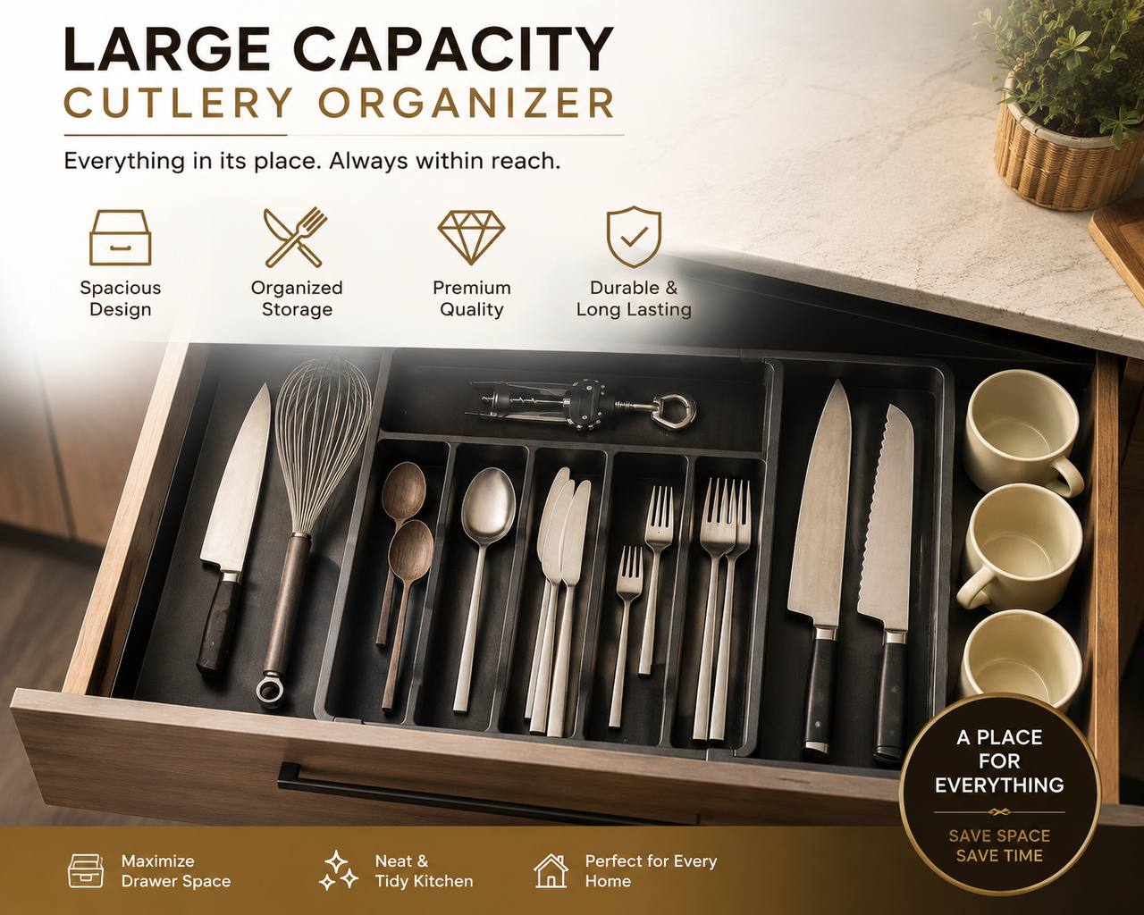 Expandable Plastic Cutlery Drawer Organizer