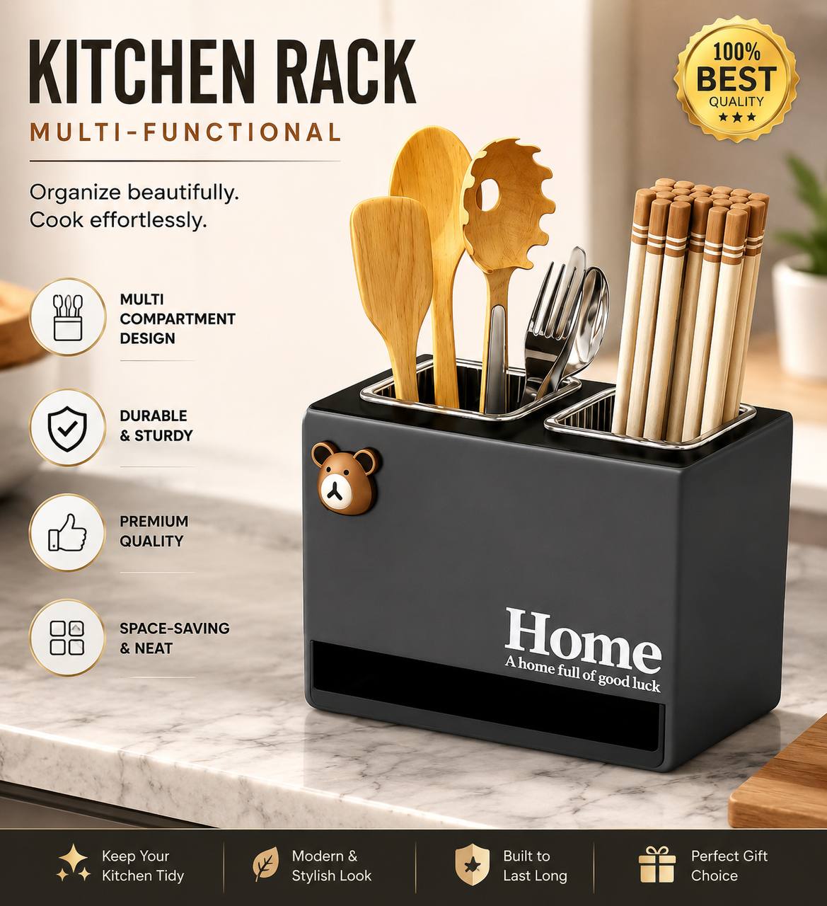 Metallic Multifunctional Kitchen Rack