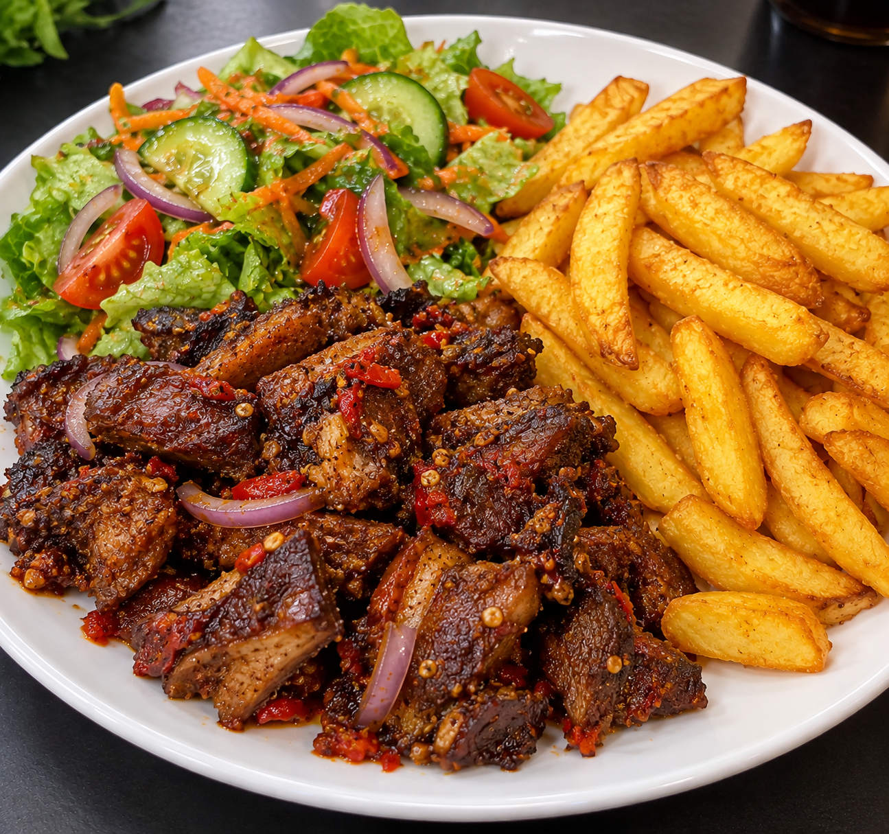 Asun with salad and chips