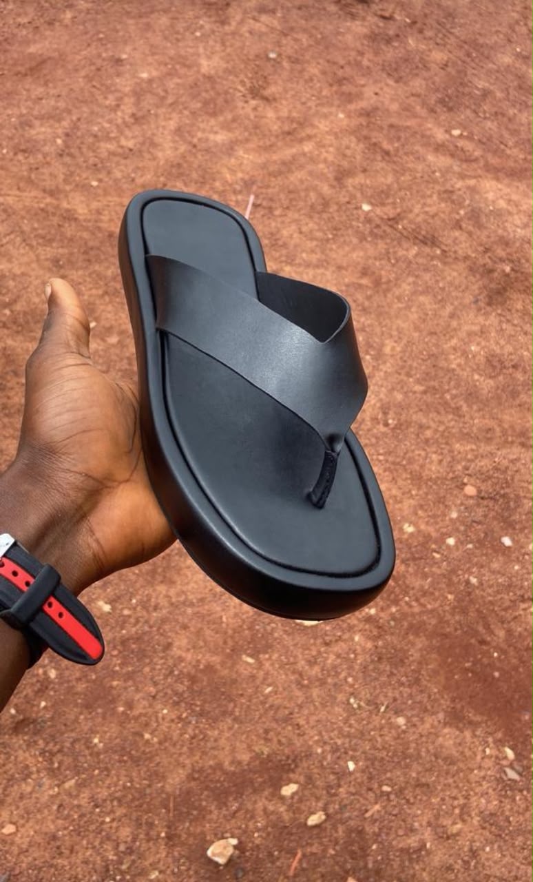 Black leather slide