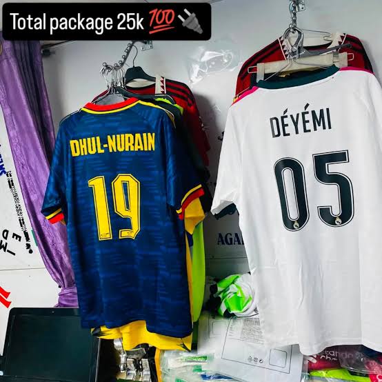 Jerseys and football equipments