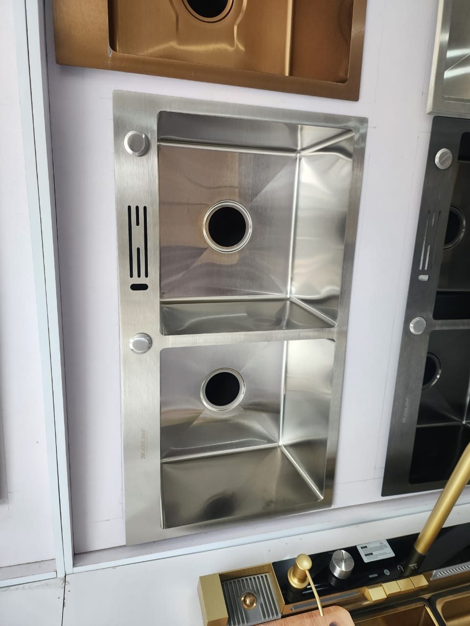 Double bowl black kitchen sink handmade