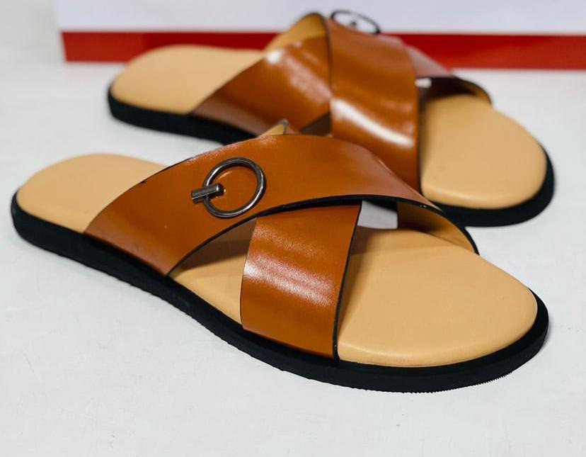 Brown leather slide