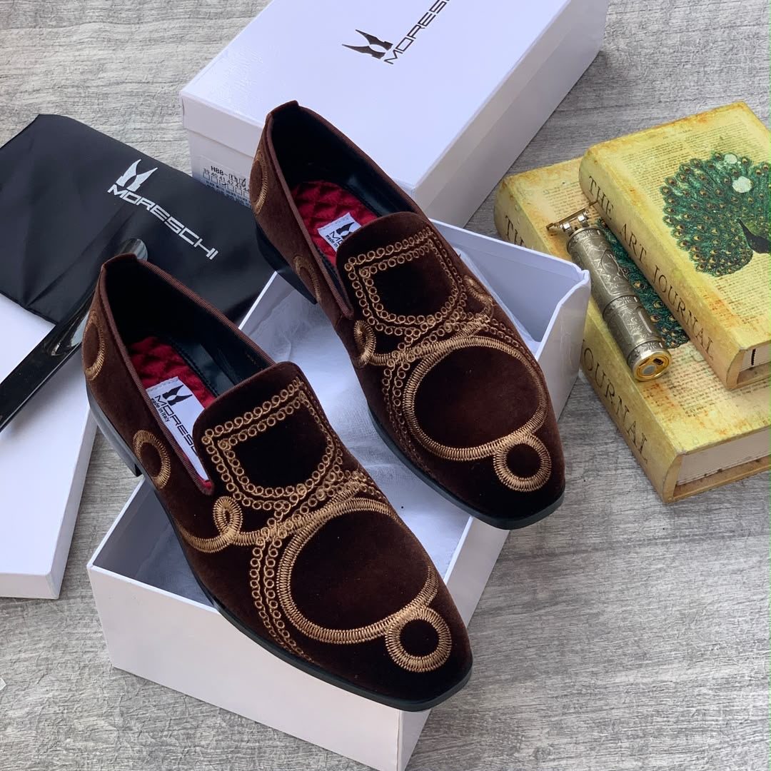 Moreschi Embroidered Velvet Loafers(40-46)