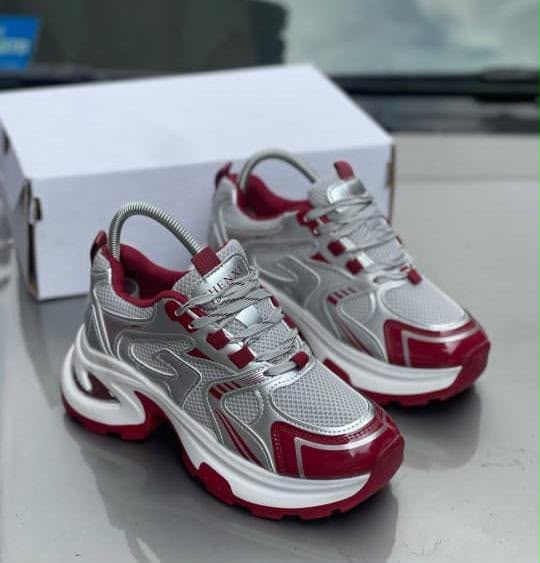 Heliot Emil silver & red chunky sneakers