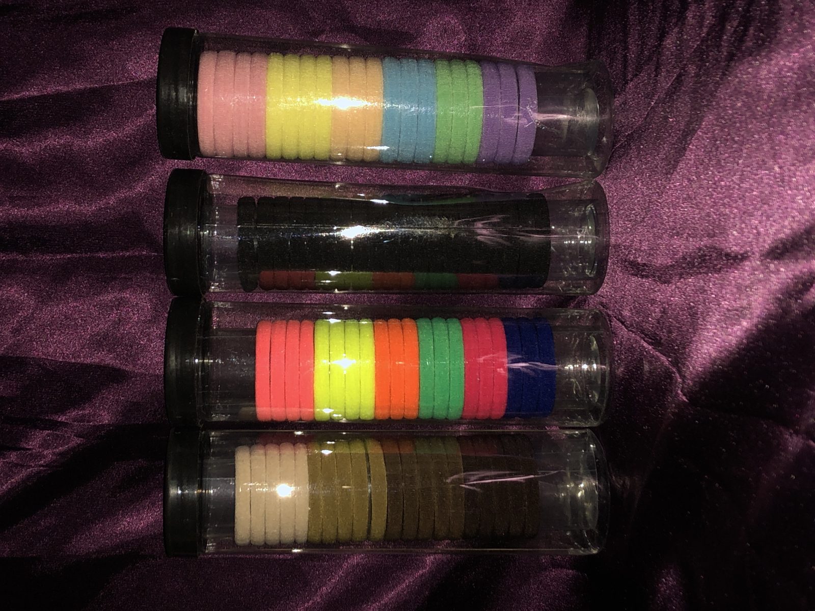 High end multi colored hair ties in a can (20 in 1)