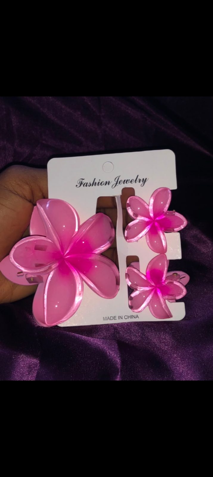 Hibiscus Hair 3 in 1 Claw Set ✨ — plum pink