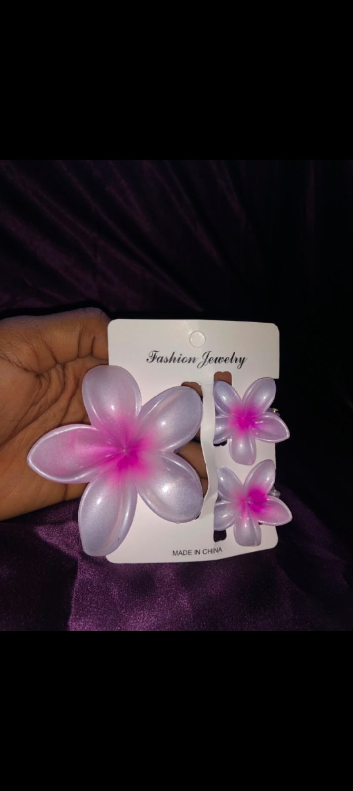 Hibiscus Hair 3 in 1 Claw Set ✨ — plum white and purple