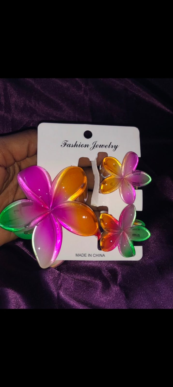 Hibiscus Hair 3 in 1 Claw Set ✨ — plum rainbow